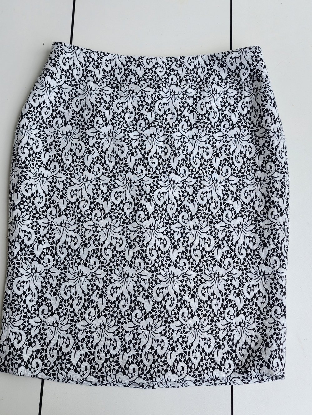 Nine West Womens Black White Jacquard Pencil Skirt Size 6